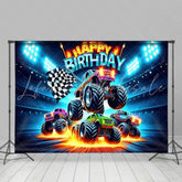 Monster Truck Birthday Backdrop Decorations For Boy
